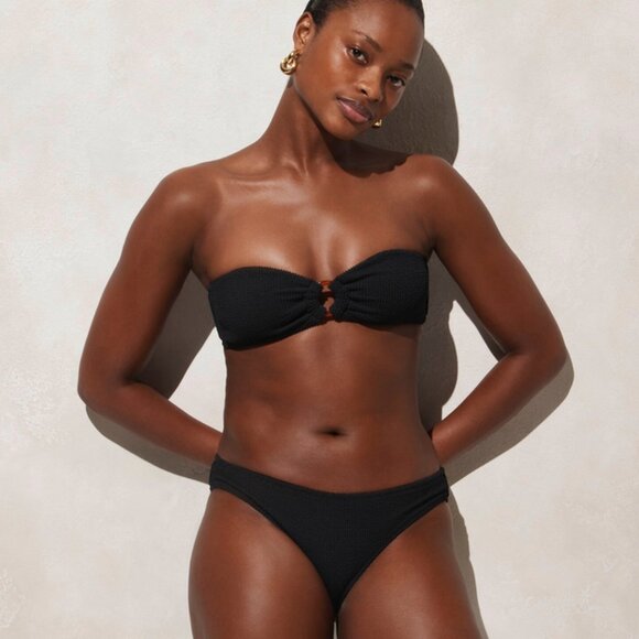 J. Crew Other - J. Crew Textured Hipster Full Coverage Bikini Bottom Mid Rise Women's 3X Black